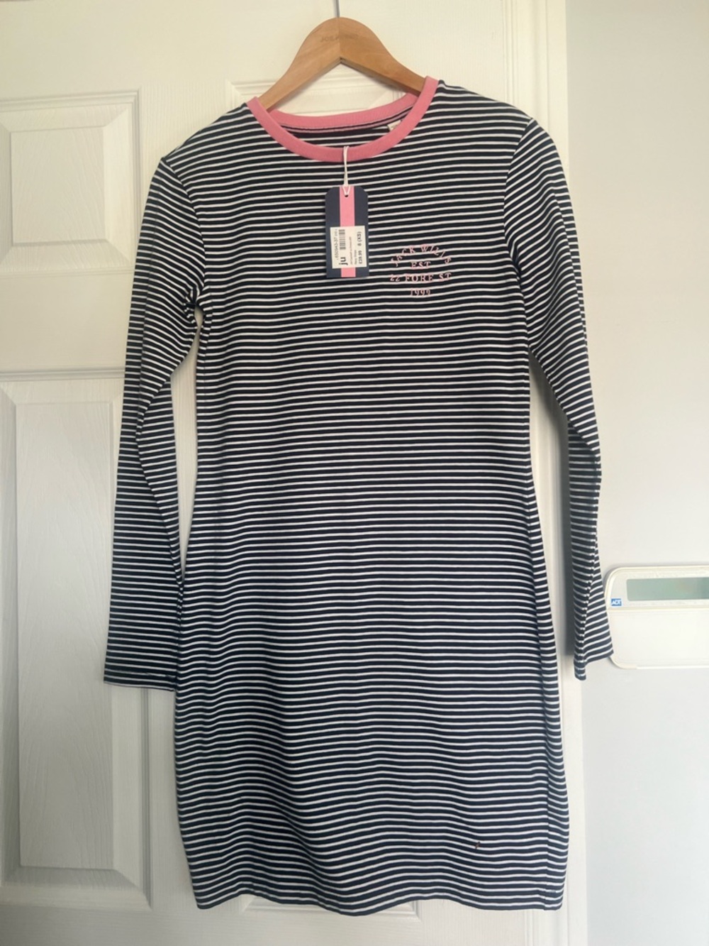 Jack Wills 🇬🇧 Navy and White Striped Dress with Pink Trim size XS